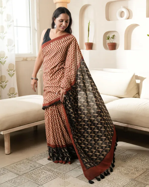 Multicolour_Cotton_Zigzag_Print_Mul_Saree_For_Women
